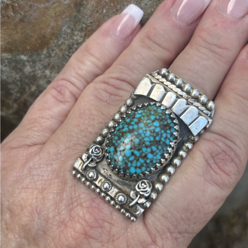 Kathy Sands Turquoise Ring. Size 10 Stone is Webbed Kingman.